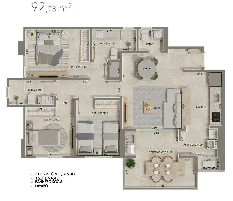 PLANTA 92m²
