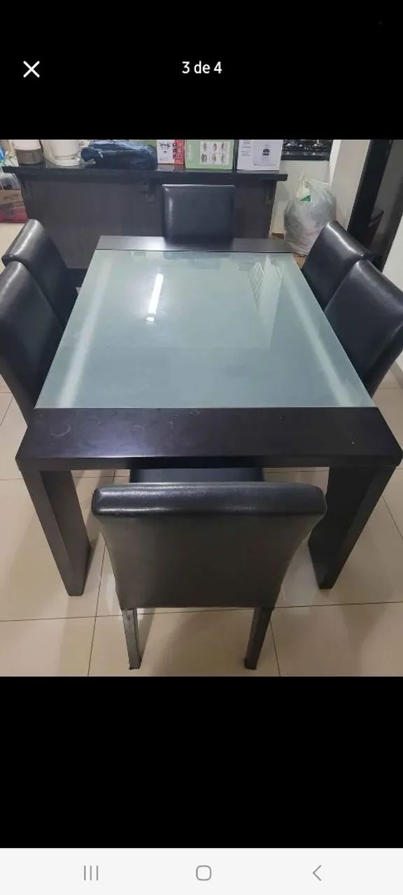 Mesa de vidro, 6 cadeiras - Foto 3
