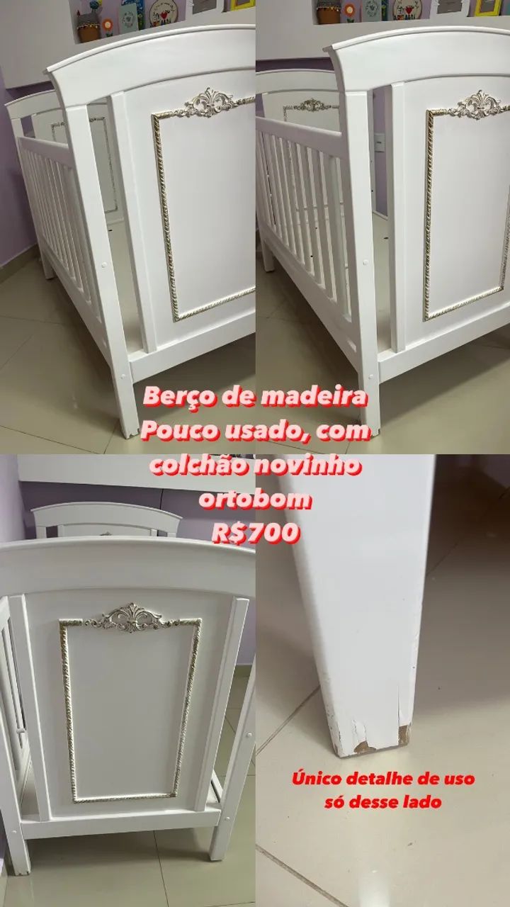 Berco madeira com colchao  