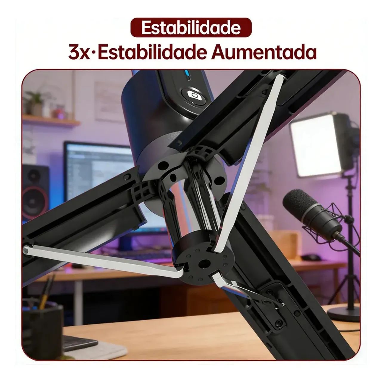 Ring Light Luminária Led 3 Cores Bastão De Tripe Bluetooth - Foto 5