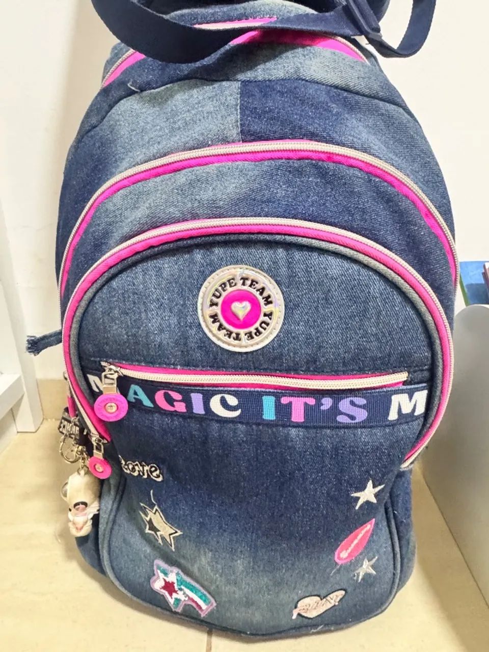 Kit Mochila Lancheira Yupe Rodinha Escolar Espaçoso Azul/rosa