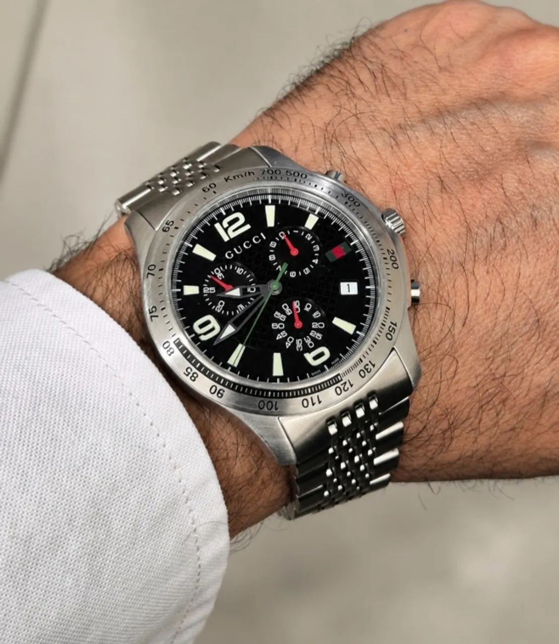 Relógio Gucci cronógrafo suíço G-timeless original - aço inox