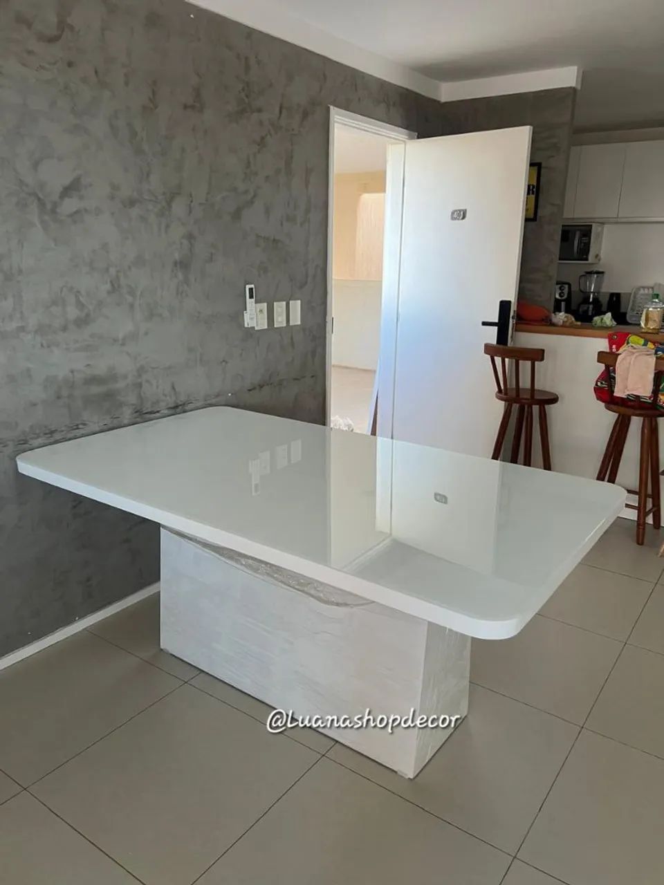 Mesa de Jantar Retangular Luxo com Vidro Laqueado Entrega Grátis  - Foto 4