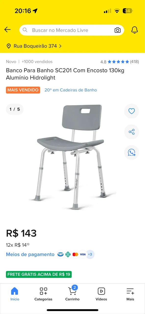 Cadeira banho