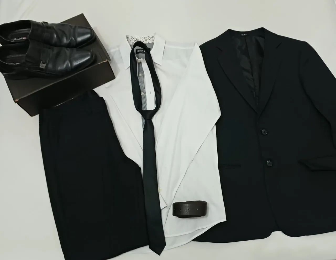 KIT TERNO VITRUVIANO SLIM + CAMISA + SAPATO + CINTO + GRAVATA