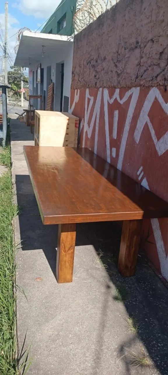 Mesa de madeira Pinus tratado 3 m x 1,20 m - Foto 2