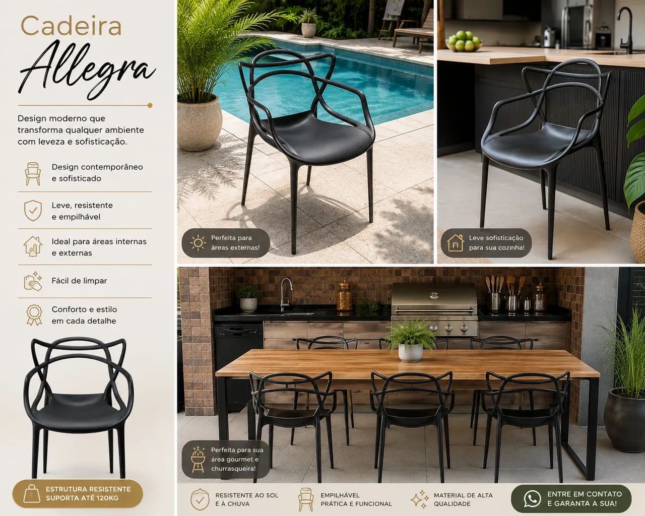 Kit com 8 Cadeiras Allegra Black - O Toque de Design que Seu Espaço Merece! - Foto 2
