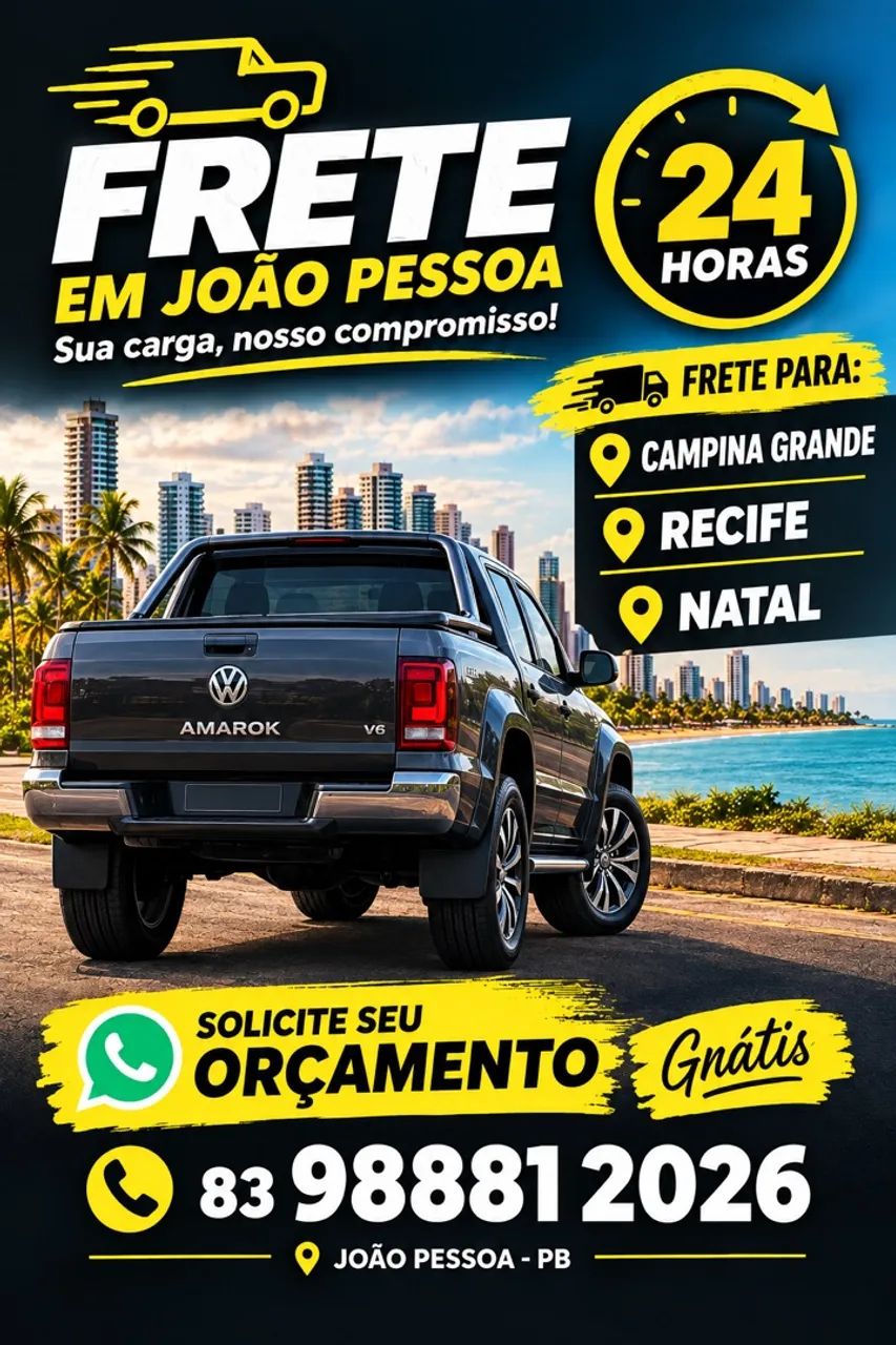 Frete 24h João Pessoa , Campina , Recife , Natal 