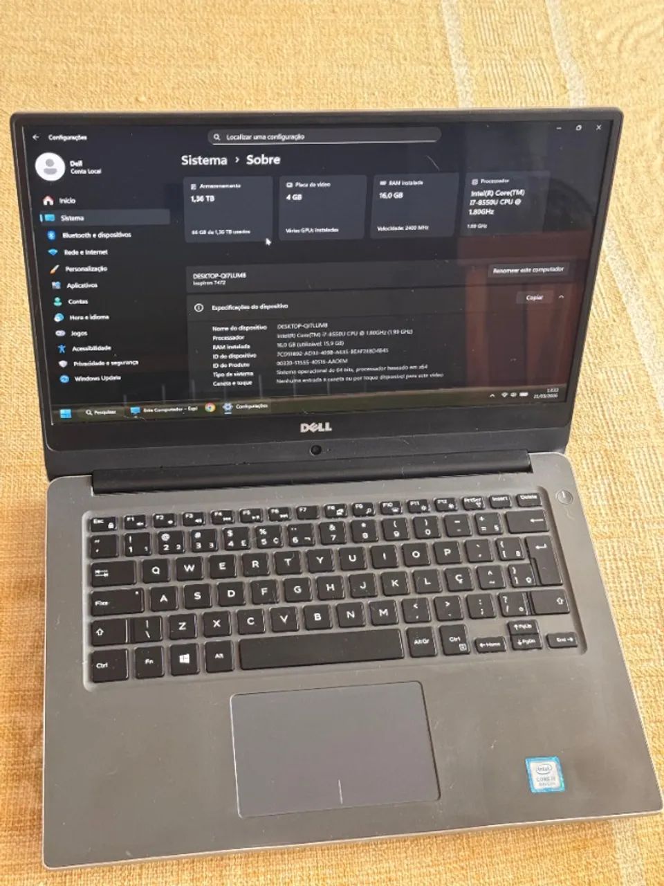 Notebook Dell i7 16GB RAM SSD NVMe 512GB GPU NVIDIA - Ideal