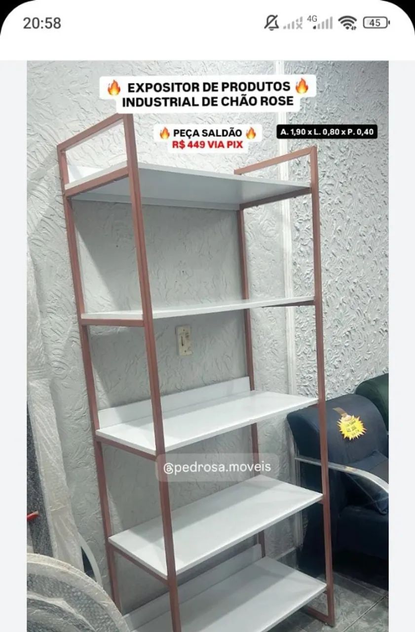 Expositor de Produtos Industrial Grande Rose com Branco para Salão de Beleza Cabeleireiros