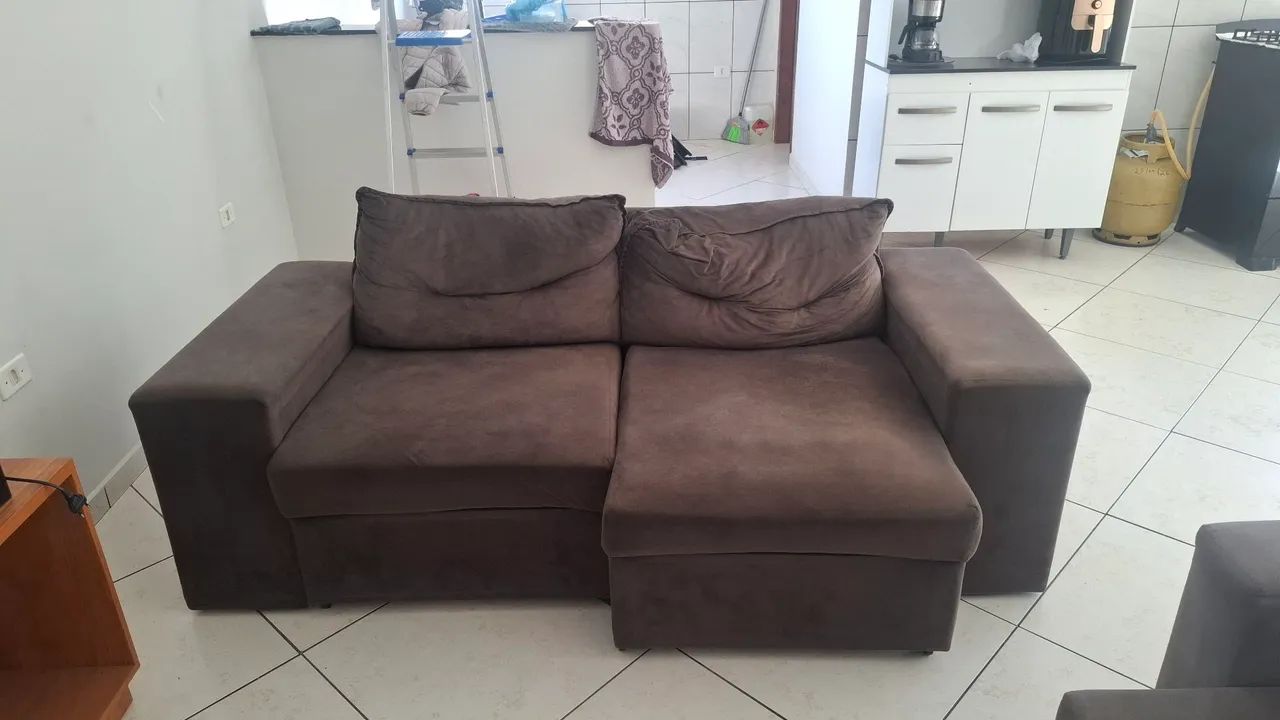 Sofa cinza 2 metros retrátil  - Foto 5