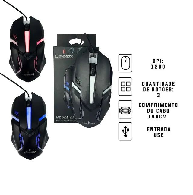Mouse Óptico 1200 Dpi Com Led  - Foto 2