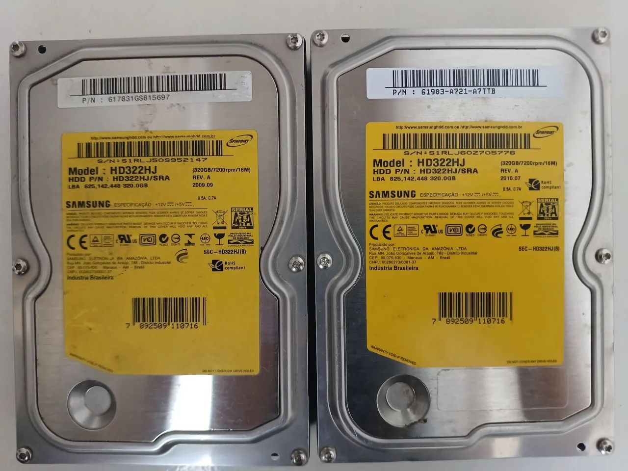 2 HDs Samsung 320 GB 100% saudável 
