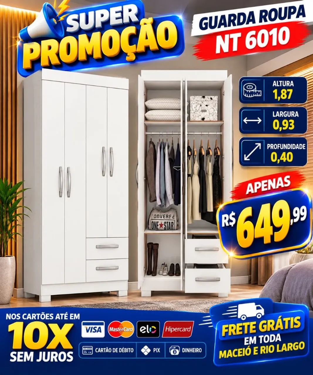 OFERTAS DE GUARDA ROUPA SOLTEIRO APARTI DE  - Foto 2