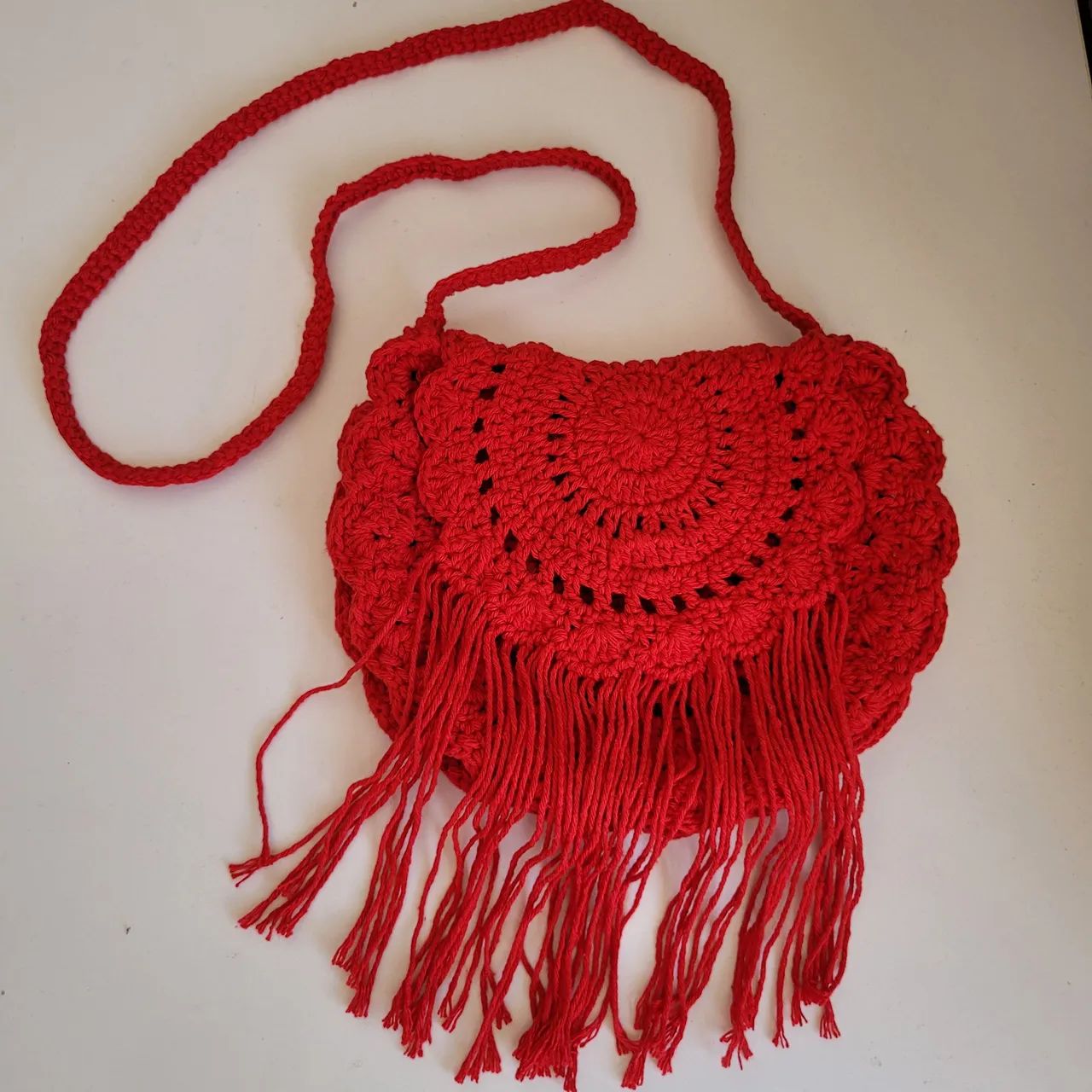 Bolsa de Crochê Estilo Boho Chic com Franjas Removíveis - Foto 3
