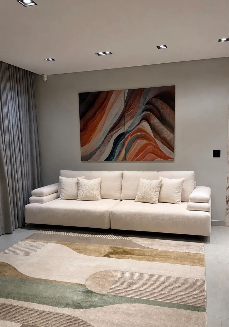 Sofá living - Tecido boucle. Lindo! Novo 