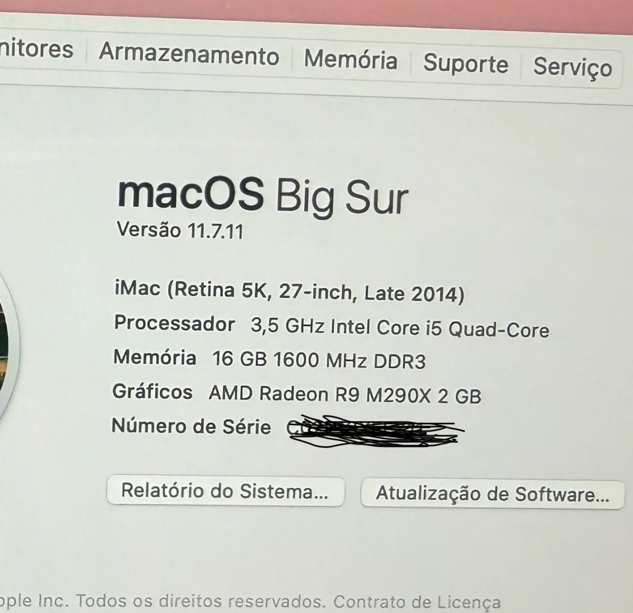 Macintosh 27 polegadas. Final de 2014. 16 gigas ram, hd 1 tera, processador i5. Perfeito. - Foto 2