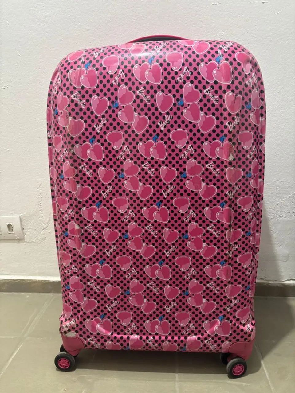 Mala de Viagem infantil 32kg - Rosa Barbie com rodinhas 