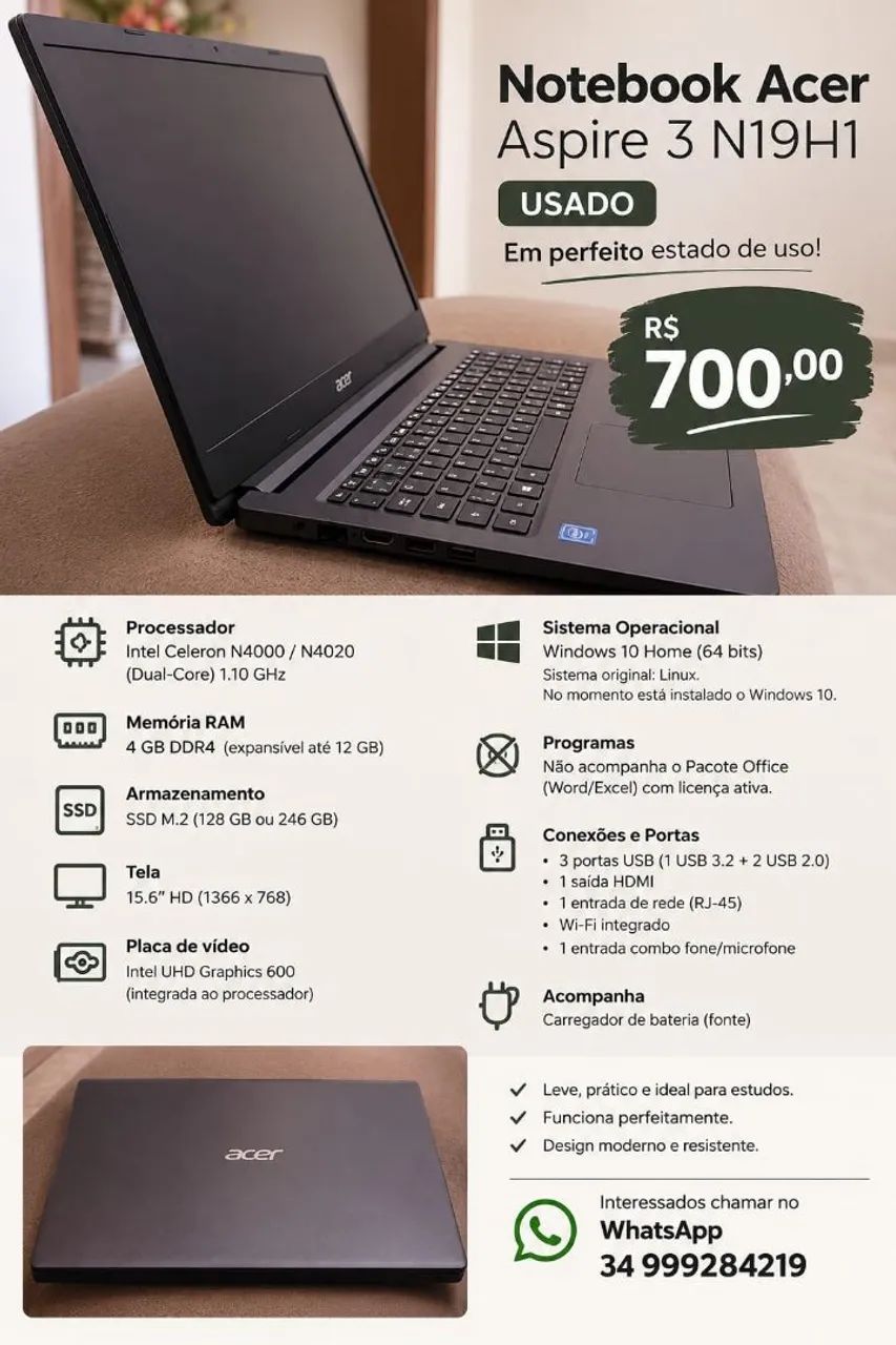 ?  Notebook Acer Aspire 3 N19H1 