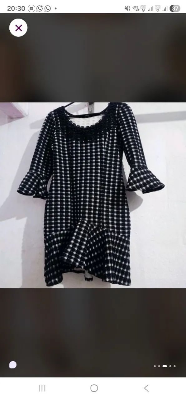 vestido xadrez vichy com renda e babados - Foto 2