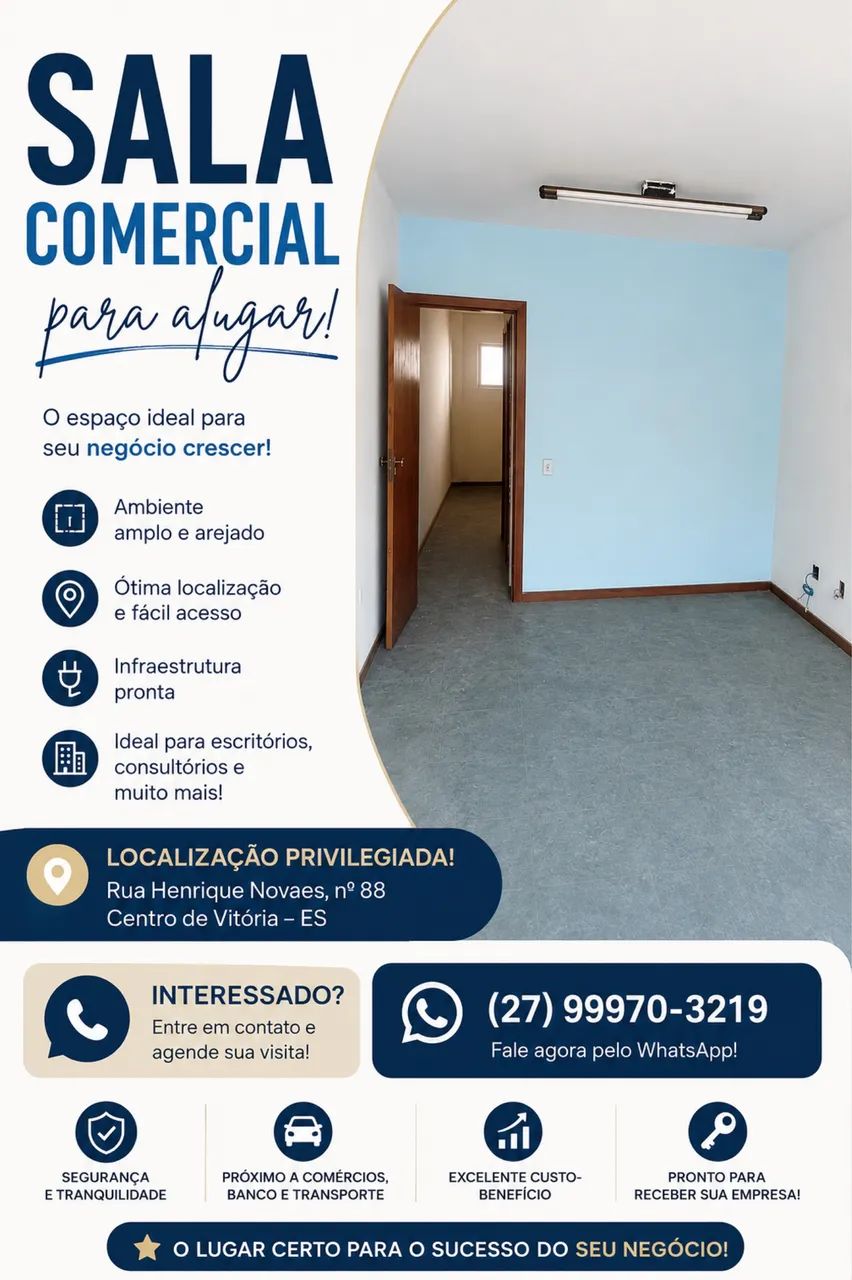  Sala Comercial para Alugar no Centro de Vitória - ES