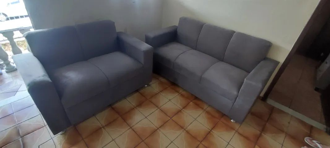 Sofá 2 e 3 lugares Suede de qualidade D33 Robusto Confortável Promoção - Foto 5