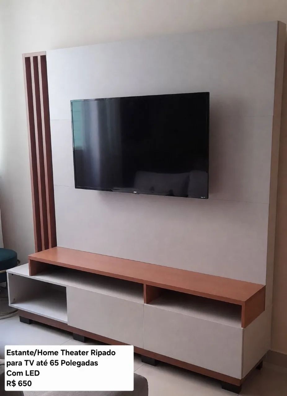 Estante/Home Theater Ripado para TV até 65 Polegadas