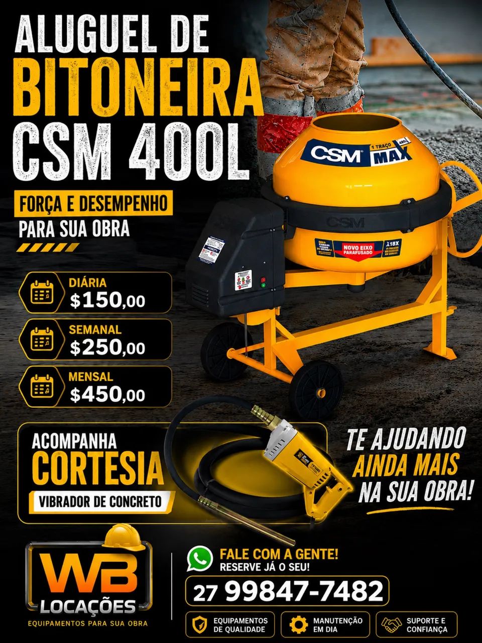 Aluguel Bitoneira 400LT