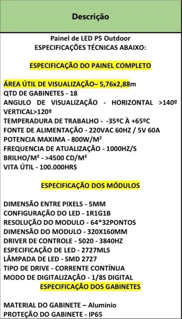 Painel Led P5 outdoor 6x3  - Foto 4