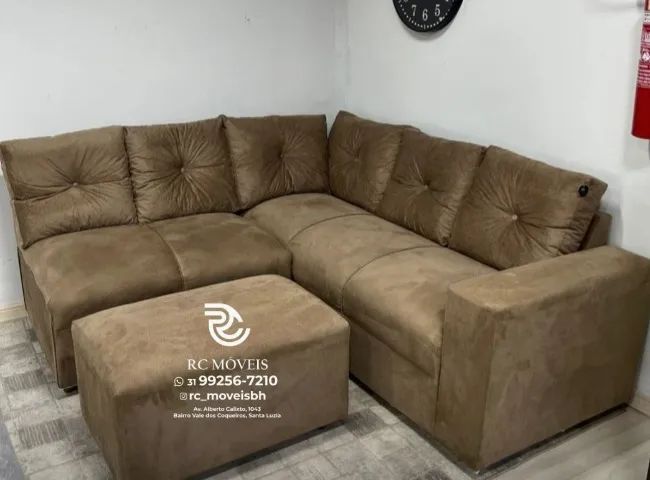 Sofá de Canto com Puff Suede D33 Confortável Direto da Fábrica - Melhor Preco - Foto 2