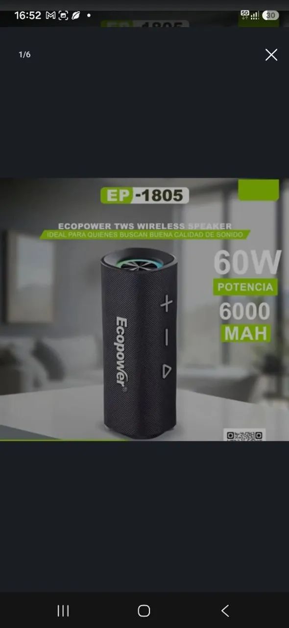 CAIXA SPEAKER ECOPOWER 60W LACRADA 