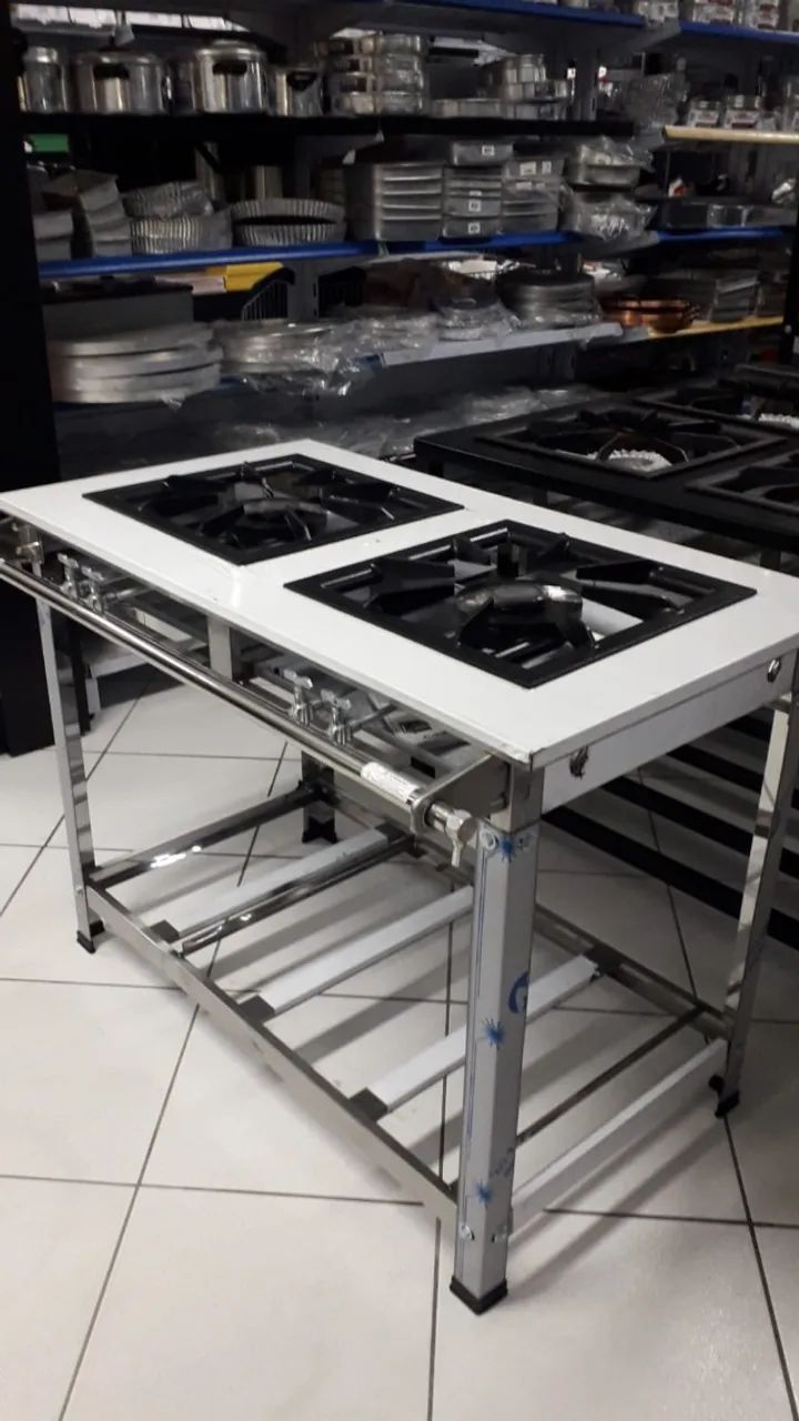 Fogão Inox 2 bocas duplas 40x40 - JS Martins - Sadi