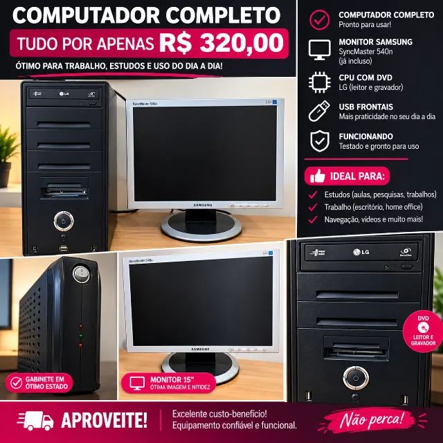 ? COMPUTADOR COMPLETO - APENAS R$ 320,00!