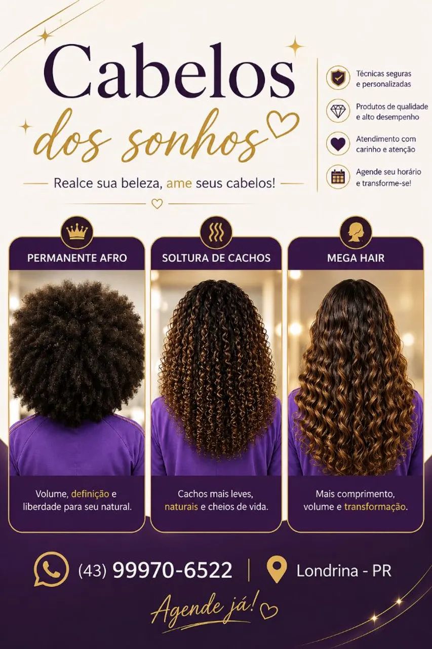 Permanente afro e aplicação de mega hair