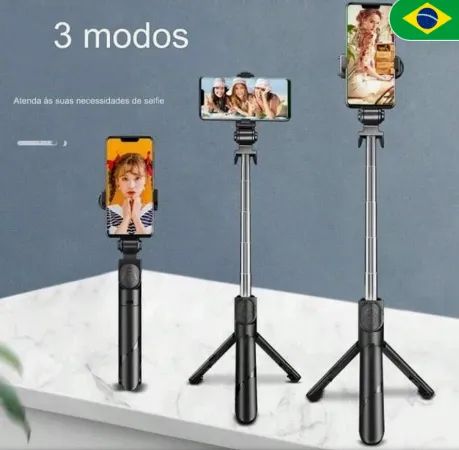 Bastão Pau de Selfie Controle Remoto Bluetooth Retrátil Suporte para Celular Tripé z843 - Foto 2