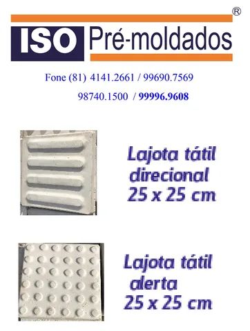 Lajotas tátil é fabricada em concreto de 25MPa na dimensão de 50x50x3 cm ou 25x25x3 cm.  - Foto 3