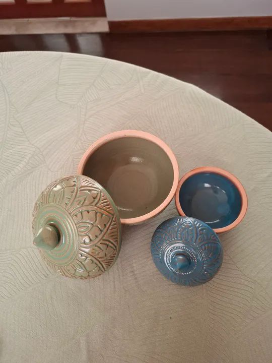 Potes decorativos de cerâmica feitos à mão comprados no Camboja (Ásia) - Foto 4