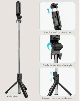 Bastão Pau de Selfie Controle Remoto Bluetooth Retrátil Suporte para Celular Tripé z843 - Foto 6