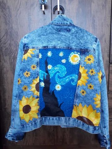 Jaqueta jean Van Gogh customizada - Foto 2