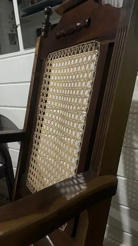 Cadeira de balanço vintage molas palhinha - Foto 5