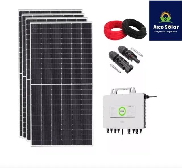 Kit Placa Solar 300kwh/mês Com Microinversor SAJ Painel Bifacial