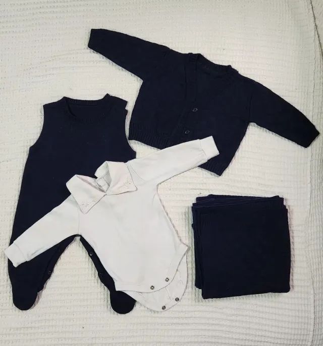 Saída Maternidade Azul Tricot