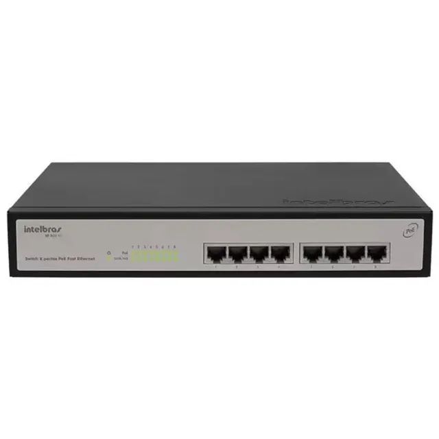 Switch 08 Portas Intelbrás SF802AF 10/100 Mbps Poe Ativo 