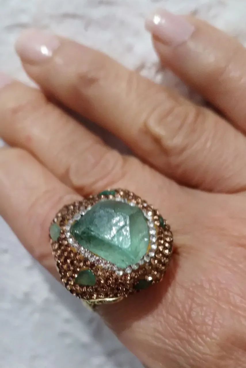 Anel fluorita verde.  - Foto 5