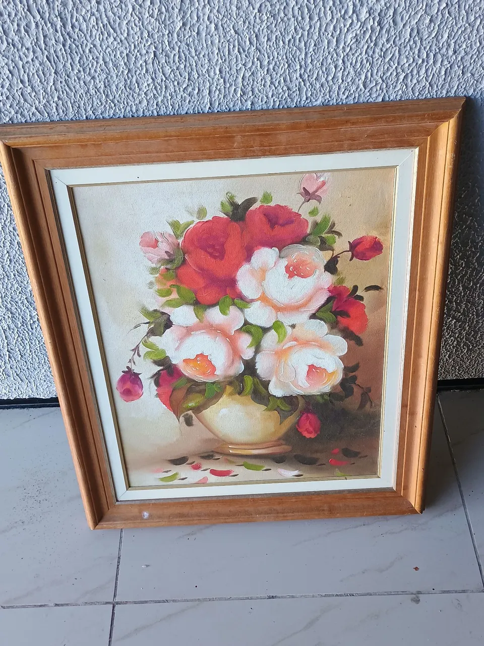 Quadro Decorativo de Flores em Moldura de Madeira
