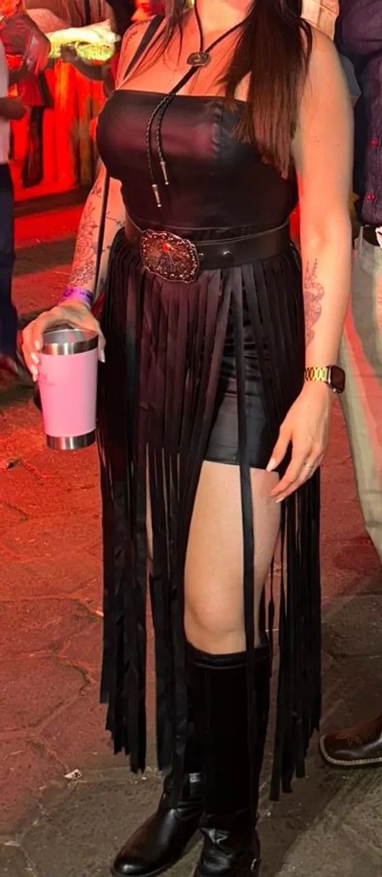 Vestido Rodeio Couro Franjas - Foto 2
