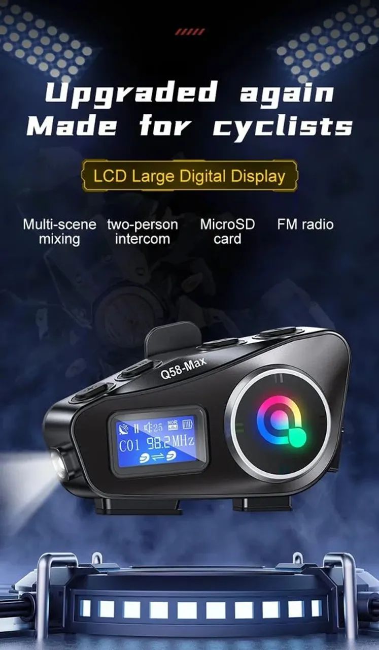 ? Comunicador Capacete, Moto Q58-Max Bluetooth À Prova d'Água IP65, Rádio FM - Foto 3