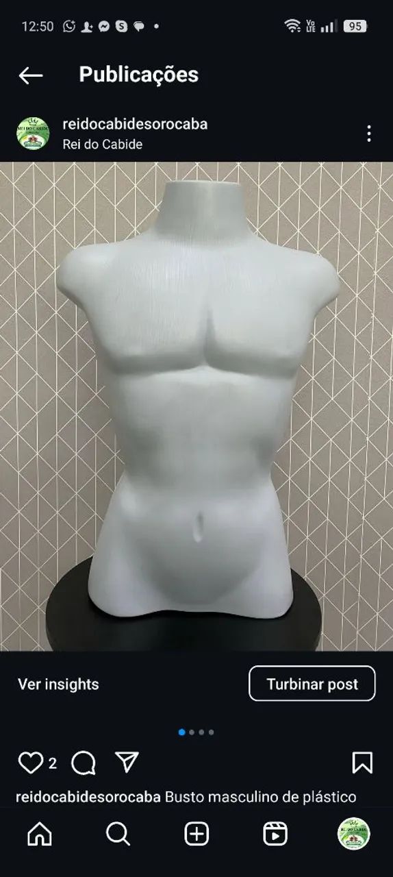 Busto de plástico masculino 