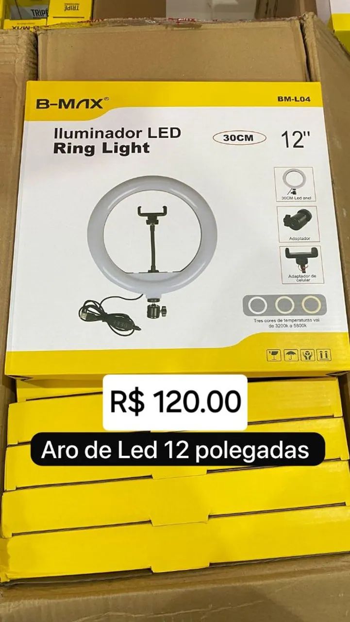 Iluminador LED Ring Light 12 polegadas B-MAX