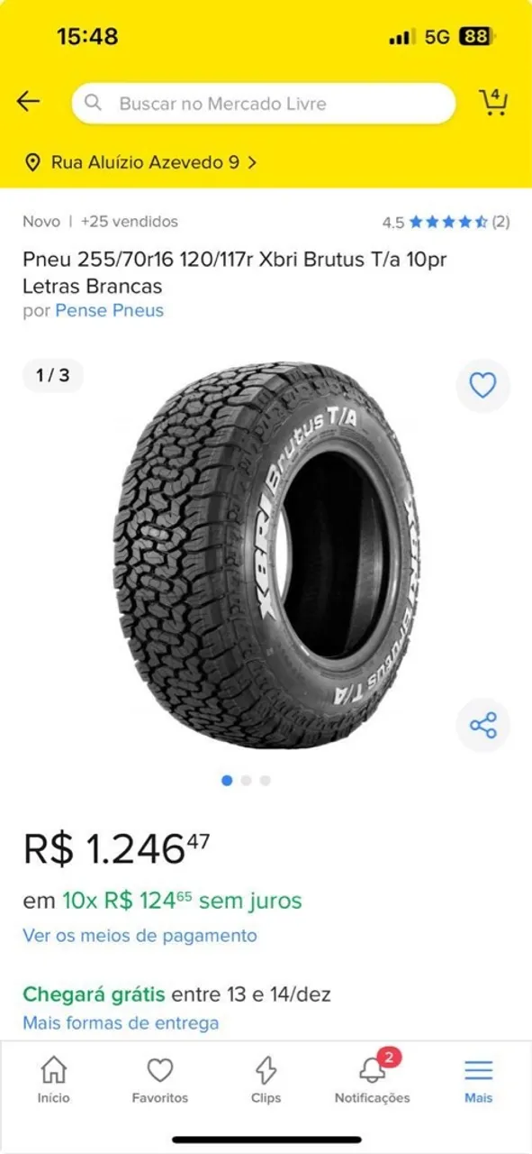Pneu 255/70r16 Xbri Brutus T/a 10pr Letras Brancas